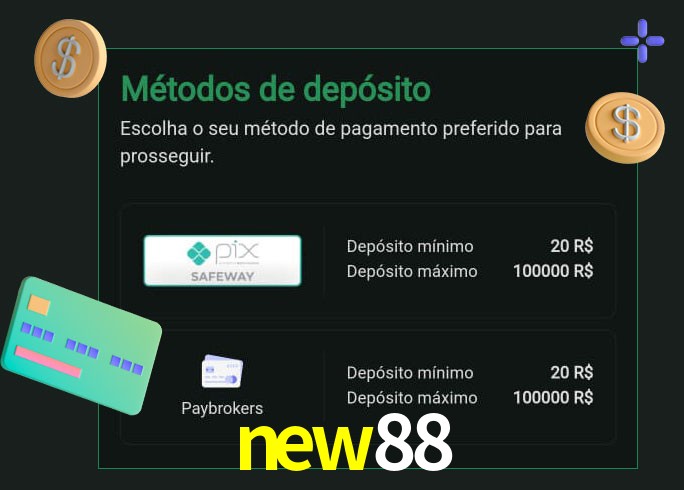 O cassino new88 oferece uma grande variedade de métodos de pagamento